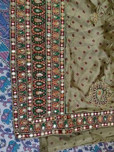 Elegant Olive Green Silk Saree
