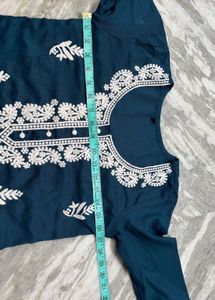 Elegant Teal Kurta Set with White Pants
