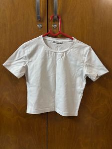 Zara White Cropped T-Shirt