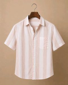 De moza Striped Short Sleeve Button-Up Shirt(xl)