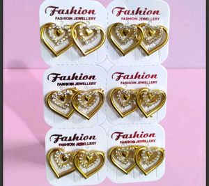 Gold-tone Heart Earrings 6 st