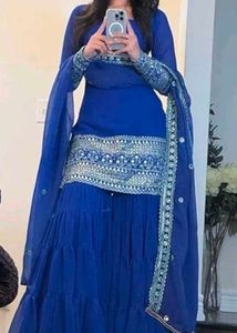 Royal Blue Embroidered Kurta Set with Dupatta