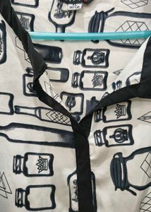 Black &amp; White Printed Kurta