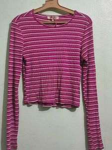 Striped Long Sleeve Crop Top