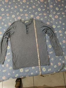Men's Striped Long Sleeve Henley Shirt