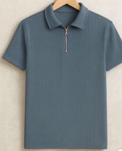 Men's Black Zip Polo Shirt