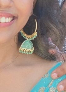 Geet Turquoise Jhumka Earrings (Chand baaliya)