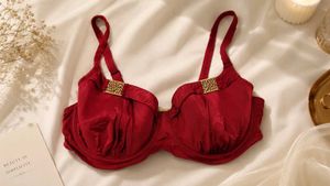 Elegant Burgundy Bra with Gold Accents