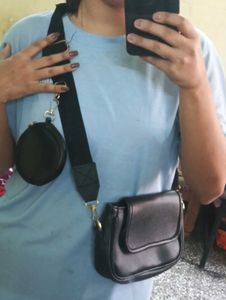 Chic Black Crossbody Bag with Coin Pouch