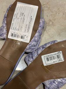 lulu&amp;sky Woven Detail Lavender Slides