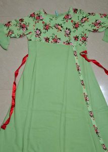 Elegant Pastel Green Floral Dress
