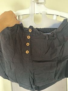Black Shorts (cotton Linen Fabric )