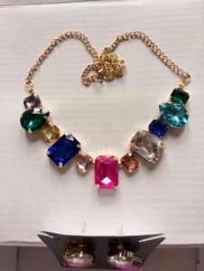 Statement Gemstone Necklace &amp; Earring Set