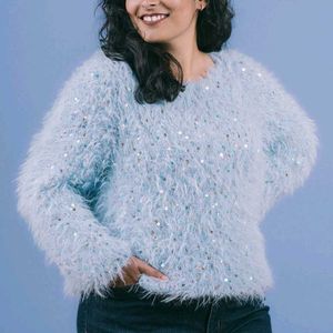Sparkly Blue Fuzzy Sweater