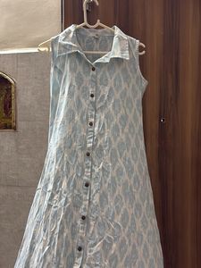 Blue and White Ikat Print Kurta