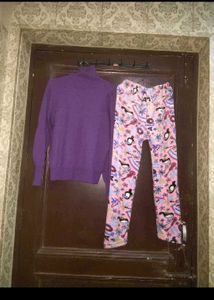 Cozy Purple Turtleneck and Fun Print Pants winter