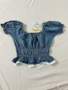 Stylish Denim Bardot Top