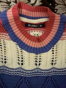 Colorful Striped Knit Sweater Vest