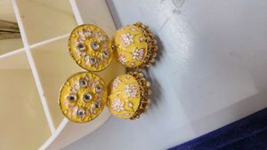 Yellow Meenakari Jhumka Earrings