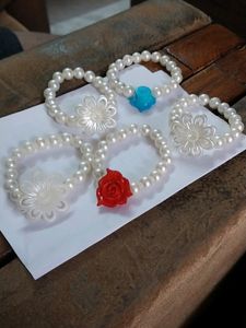 Pearl Bracelets with Flower &amp; Rose Charms