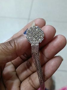 silver toned crystal studded long chain tassel dro