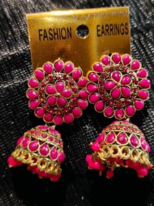 Pink Jhumka Earrings