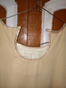 Elegant Beige Kurta with Embellished Neckline