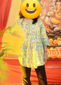 Yellow Floral Print Kurta