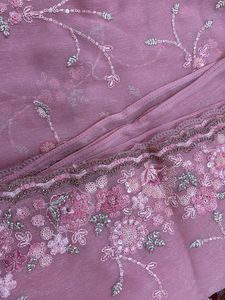 Pink Embroidered saree