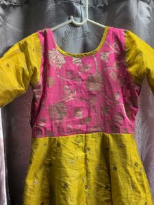 Pink &amp; Yellow Anarkali Dress