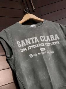 Ginger Wash Green Santa Clara Graphic Crop T-Shirt
