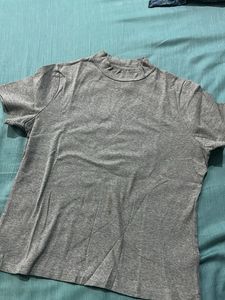 Grey Mock Neck T-Shirt