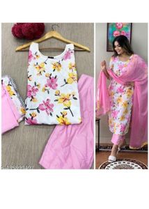 Charming Floral Print Kurta Set