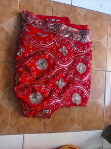 red saree party wear for women