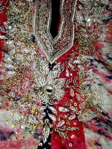 Red &amp; Gold Embellished Salwar Kameez