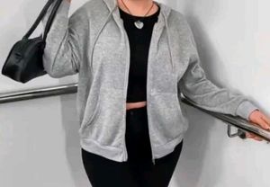 Grey Zip-Up Hoodie Jacket