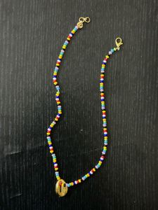 Colorful Beaded Necklace with Shell Pendant