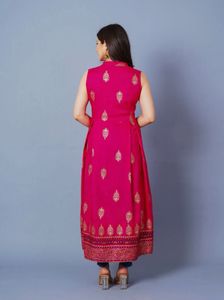 Stunning Pink Kurta Set with Golden Print
