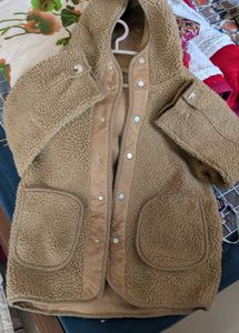 Cozy Beige Hooded Teddy Jacket - Unisex