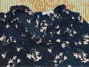 Chic Floral Print Sheer Blouse