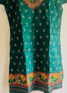 Green brown heavy Embroidered Kurta Plazzo