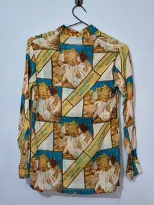 Unique Graphic Print Button-Up Shirt