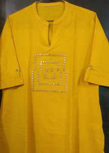 Vibrant Yellow Kurta with Mirror Work
