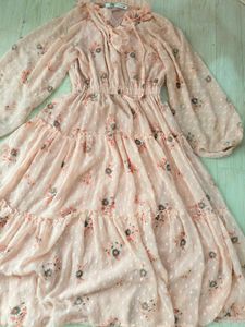 Pink Floral Ruffle Dress