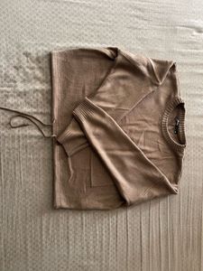 Brown Knit Sweater with Pocket