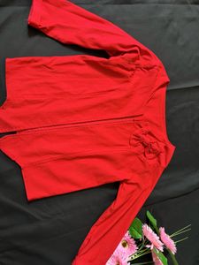 Chic Red Open Front Jacket