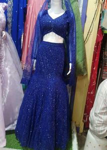 Stunning royal blue beaded Lehenga Choli