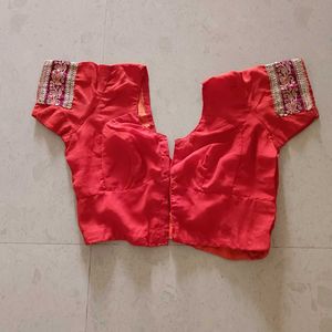 Embroidered Red Saree