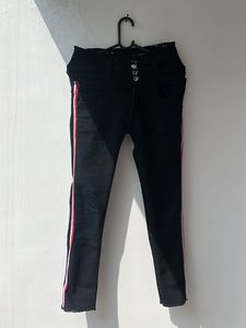 Striped High-Waisted Jeans