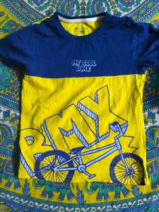 hot yellow with blue bicycle t shirt for boys